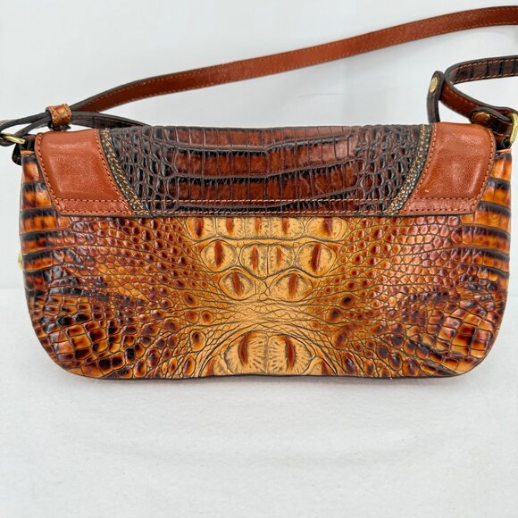 Brahmin Women's Daria Toasted Almond Croc-Embossed Leather Shoulder Bag 12x5x3 - Picture 3 of 12